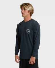 Hollow Loose Fit Long Sleeve Surf Tee - Navy