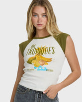 Des Tropic Short Sleeve Raglan Top - Dark Olive