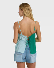 Vacay Dreams Woven Tank - Pool Blue