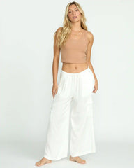 Beach Babe Cargo Elastic Waist Pants - Salt Crystal