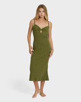 Sweet Moves Midi Dress - Dark Olive
