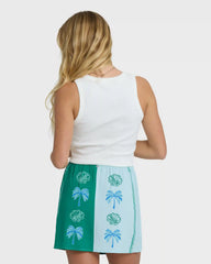 Wave Washed Printed Skirt - Pool Blue