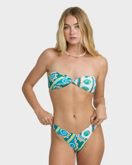 Salty Waves Twist Bandeau Bikini Top - Climbing Ivy
