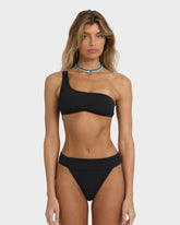 Laura Twisted Sun One-shoulder Tank Bikini Top - Black Pebble