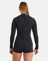 2/2mm Spring Fever Natural Upcycler Flatlock Back Zip Long Sleeve Springsuit - Black