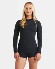 2/2mm Spring Fever Natural Upcycler Flatlock Back Zip Long Sleeve Springsuit - Black
