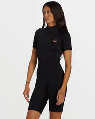 Foil Flatlock Short Sleeve Springsuit - Black