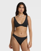Sol Searcher Scoop Tank Bikini Top - Black Pebble