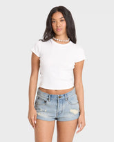 Get Low Denim Shorts - Light Wash Destroy