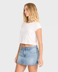 Micro Moment Denim Skort - Faded Indigo Fray