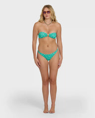 Ship Wrecked Shelly Bandeau Bikini Top - Green Tropics