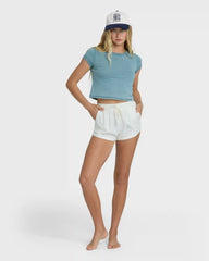 Road Trippin Elastic Waist Shorts - Salt Crystal