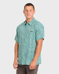 Sundays Jacquard Short Sleeve Woven Shirt - Blue Surf