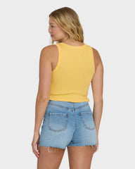 Sun Palm Seashell Tank Top - Soft Yellow