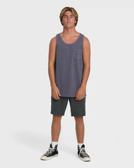 Essential Pocket Wave Washed Premium Tank Top - Graystone