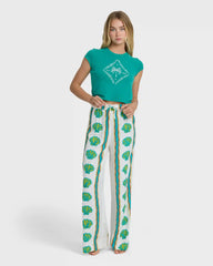 Coastal Crush Elastic Waist Pants - Salt Crystal