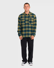 Offshore Long Sleeve Flannel Shirt - Ultramarine Green