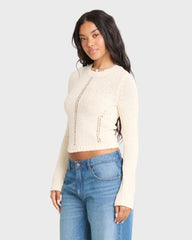 Sweet Clare Crewneck Sweater - White Cap