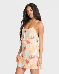 So Simple Crinkle Mini Dress - Orange Multi