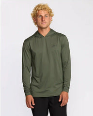 Arch Mesh Long Sleeve Hooded Surf Tee - Dark Military