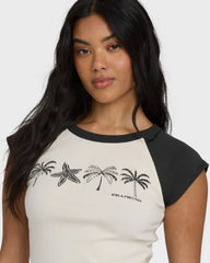 Des Tropic Short Sleeve Raglan Top - White Cap