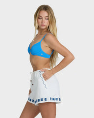 Wanderer-Sun Stamp Elastic Waist Shorts - Salt Crystal