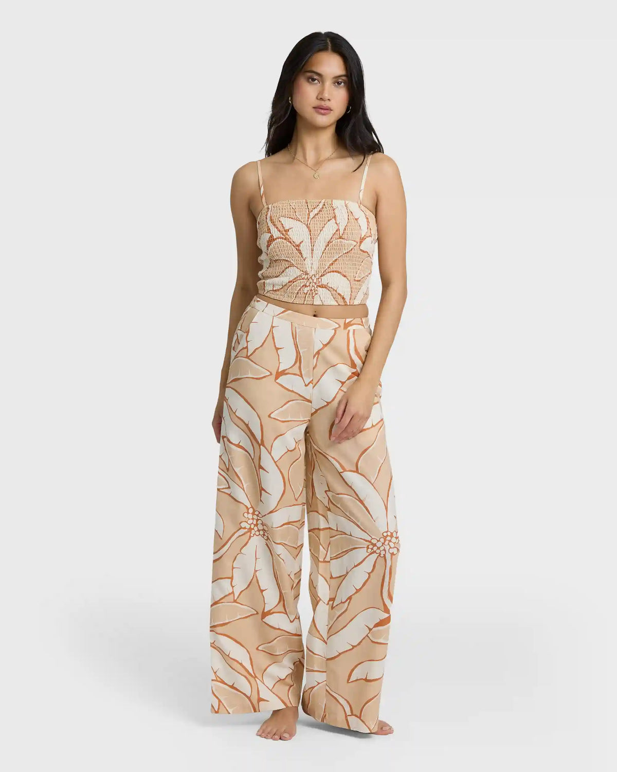 Tropic Breeze Elastic Waist Pants - Stone