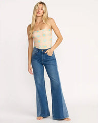 Free Fall High-Waist Denim Flare Pants - Middle Broken Blue
