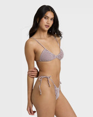 Mini Wave Check Teagan Bralette Bikini Top - Red Dahlia