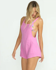 Beach Crush Romper - Bright Rose