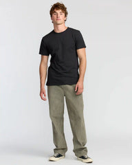 Larry Elastic Waist Corduroy Pants - Green Ash