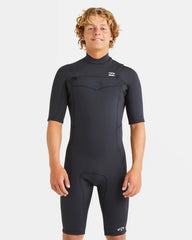 2/2mm Absolute Natural Upcycler GBS Chest Zip Short Sleeve Springsuit - Black