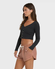 Road Trippin Elastic Waist Woven Shorts - Sugar Almond
