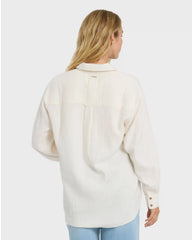 Wanderer Long Sleeve Woven Top - Salt Crystal