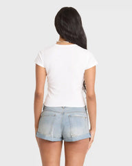 Get Low Denim Shorts - Light Wash Destroy