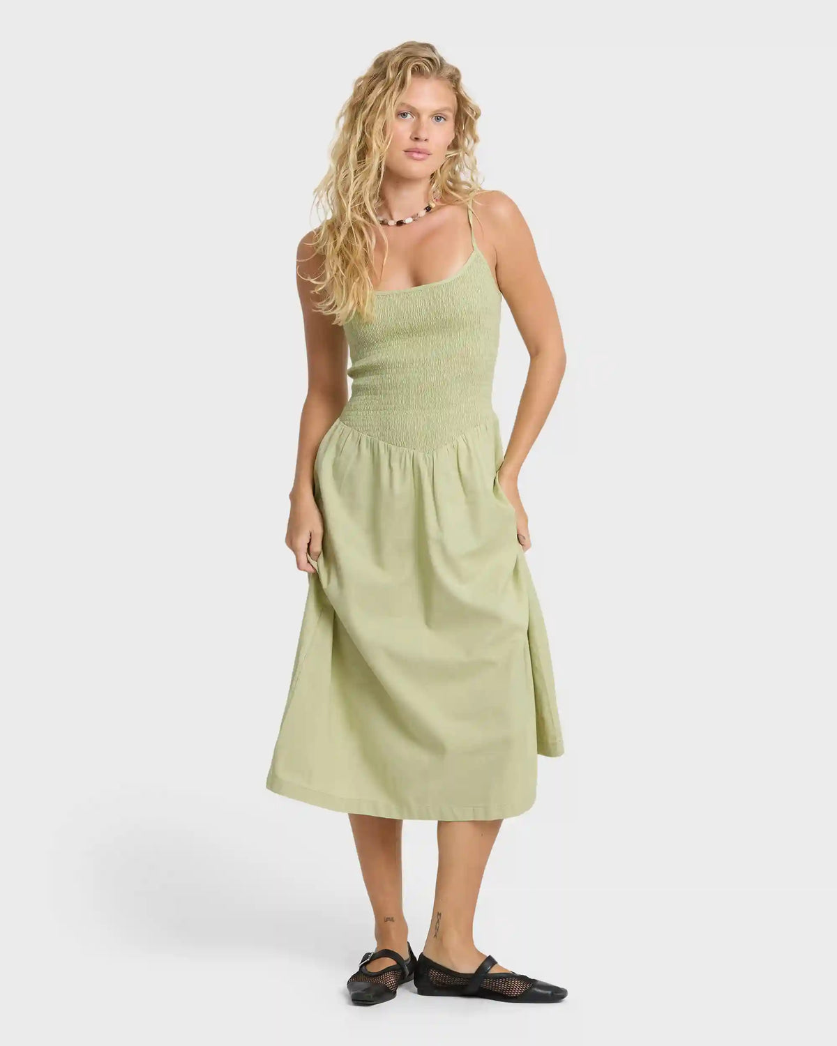 Hidden Cove Midi Dress - Smoke Green