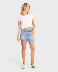 Micro Moment Denim Skort - Faded Indigo Fray