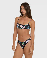 Party Wave Jaclyn Crop Bralette Bikini Top - Black Pebble