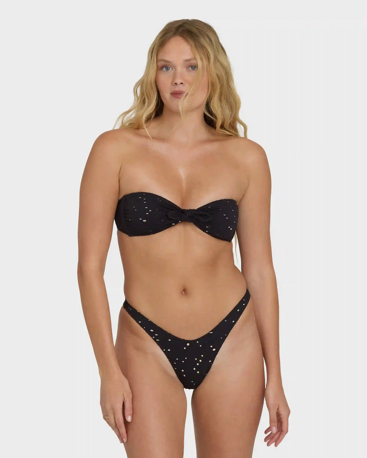 Eye On You Hanky Tie Bandeau Bikini Top - Black Pebble