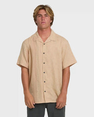 Garage Nashua Jacquard Short Sleeve Woven Shirt - Oatmeal