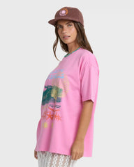 Distant Stars Short Sleeve Cotton T-Shirt - Party Pink