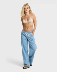 Zonte Elastic Waist Saltwashed Denim Pants - Sea Blue