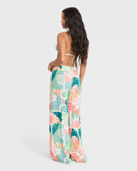 Split Spirit Elastic Waist Pants - Misty Blue