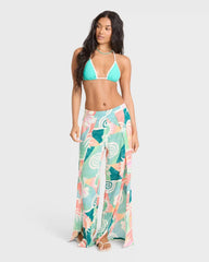 Split Spirit Elastic Waist Pants - Misty Blue