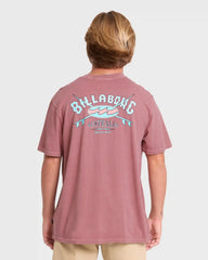 Heritage Arch Wave Washed Premium Short Sleeve Cotton T-Shirt - Red Dahlia